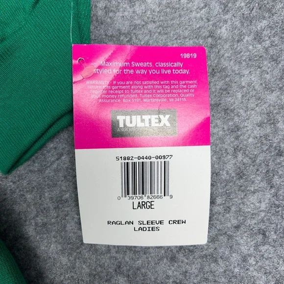 VTG Tultex Sweatshirt Womens Large Green Crewneck Pullover NOS Deadstock 90s USA - Picture 10 of 12